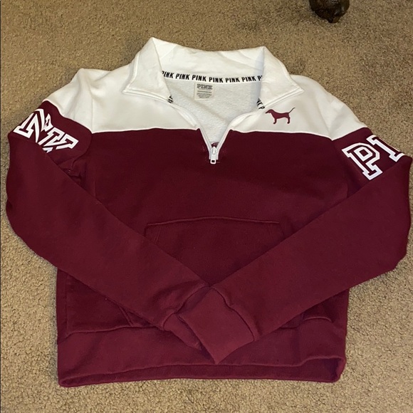 PINK Victoria's Secret Tops - Victoria secret pink burgundy half zip